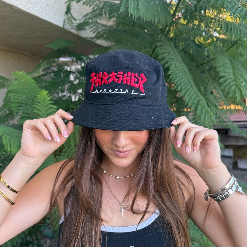 Unisex Black and Red Thrasher Godzilla Bucket Hat Size S/M 100% Cotton